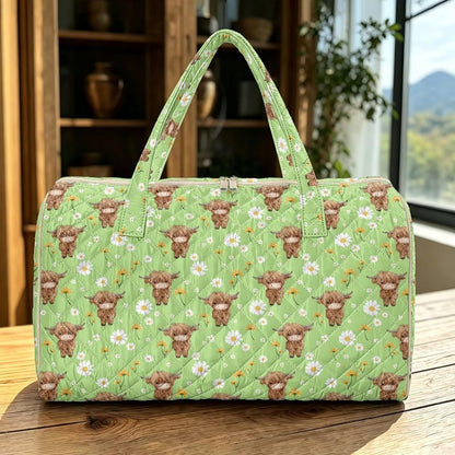 Blue Flower Travel Bags for Women, Quilted Duffel Bag Carry On Garment Duffel Bag Large Size Duffle Tote Bags Toiletry Pouch with Zipper Pockets