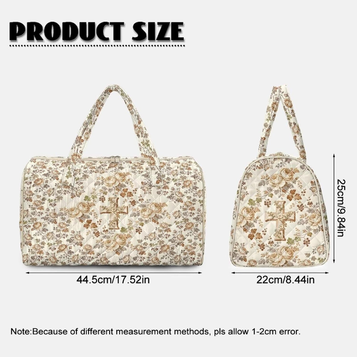 Blue Flower Travel Bags for Women, Quilted Duffel Bag Carry On Garment Duffel Bag Large Size Duffle Tote Bags Toiletry Pouch with Zipper Pockets