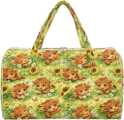 Blue Flower Travel Bags for Women, Quilted Duffel Bag Carry On Garment Duffel Bag Large Size Duffle Tote Bags Toiletry Pouch with Zipper Pockets