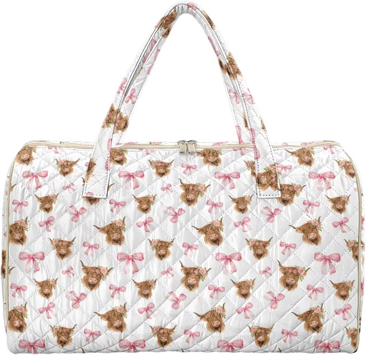 Blue Flower Travel Bags for Women, Quilted Duffel Bag Carry On Garment Duffel Bag Large Size Duffle Tote Bags Toiletry Pouch with Zipper Pockets