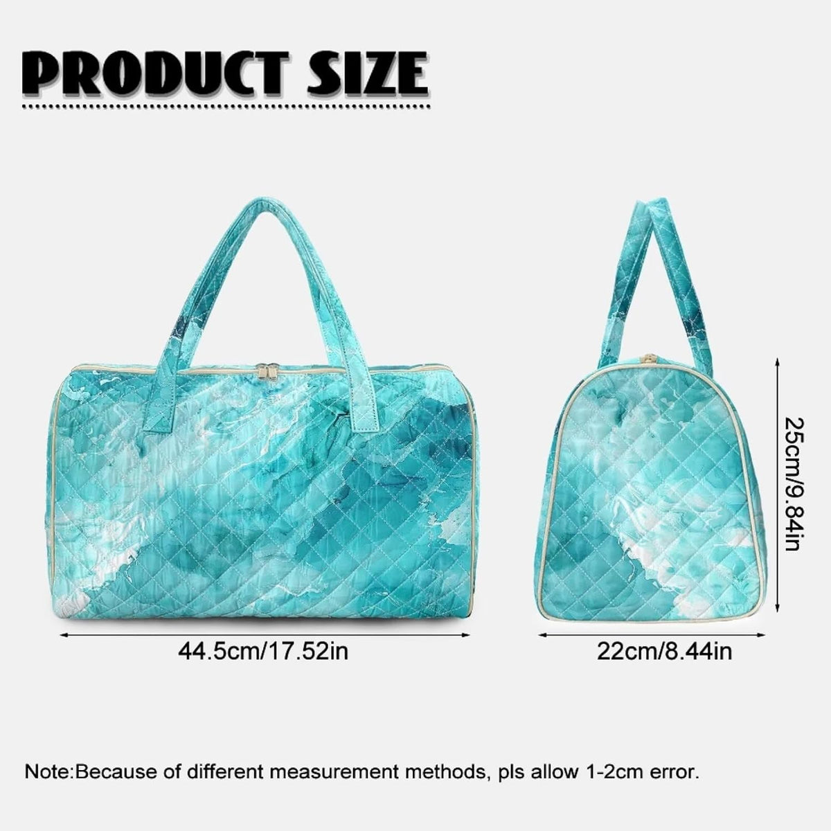 Blue Flower Travel Bags for Women, Quilted Duffel Bag Carry On Garment Duffel Bag Large Size Duffle Tote Bags Toiletry Pouch with Zipper Pockets