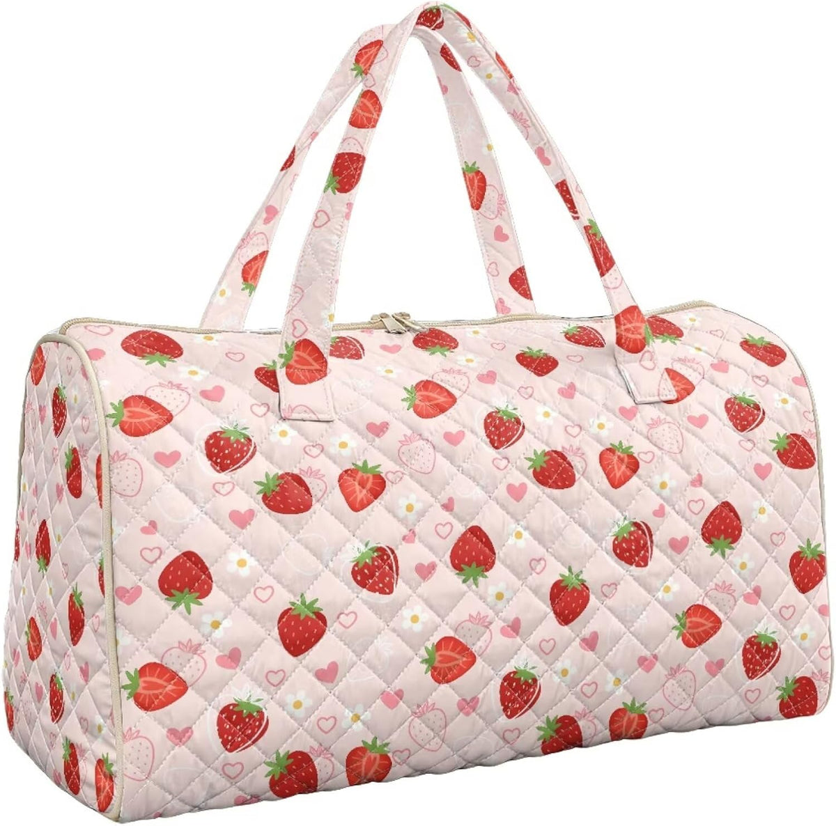 Blue Flower Travel Bags for Women, Quilted Duffel Bag Carry On Garment Duffel Bag Large Size Duffle Tote Bags Toiletry Pouch with Zipper Pockets