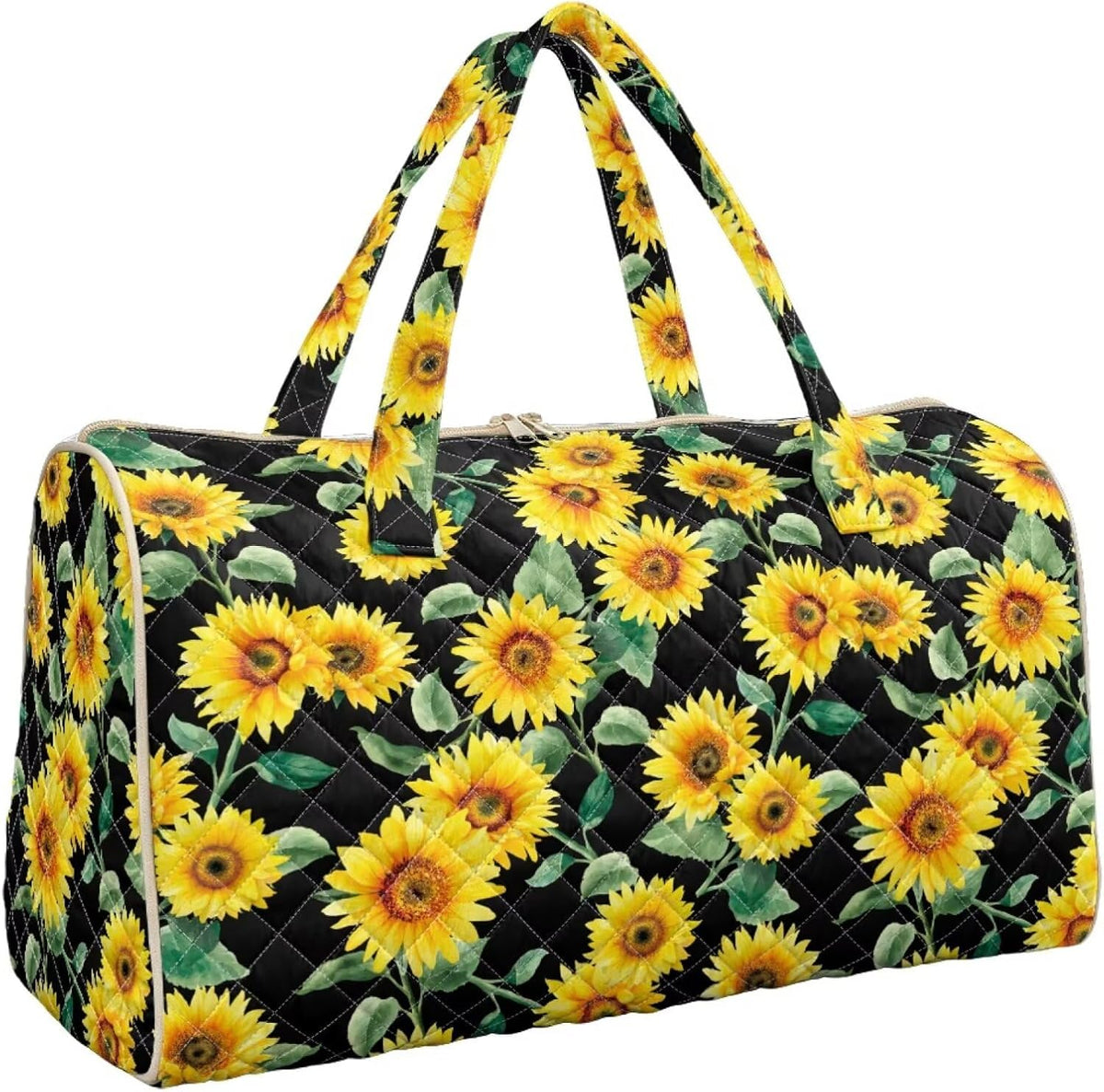 Blue Flower Travel Bags for Women, Quilted Duffel Bag Carry On Garment Duffel Bag Large Size Duffle Tote Bags Toiletry Pouch with Zipper Pockets