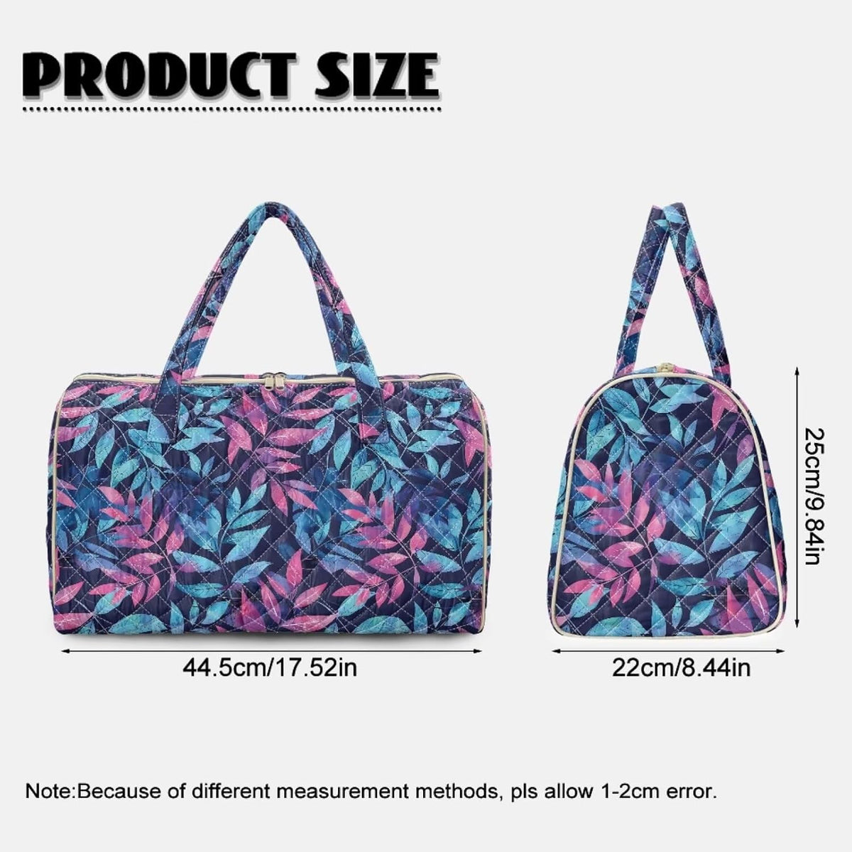 Blue Flower Travel Bags for Women, Quilted Duffel Bag Carry On Garment Duffel Bag Large Size Duffle Tote Bags Toiletry Pouch with Zipper Pockets