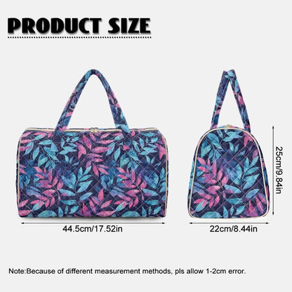 Blue Flower Travel Bags for Women, Quilted Duffel Bag Carry On Garment Duffel Bag Large Size Duffle Tote Bags Toiletry Pouch with Zipper Pockets