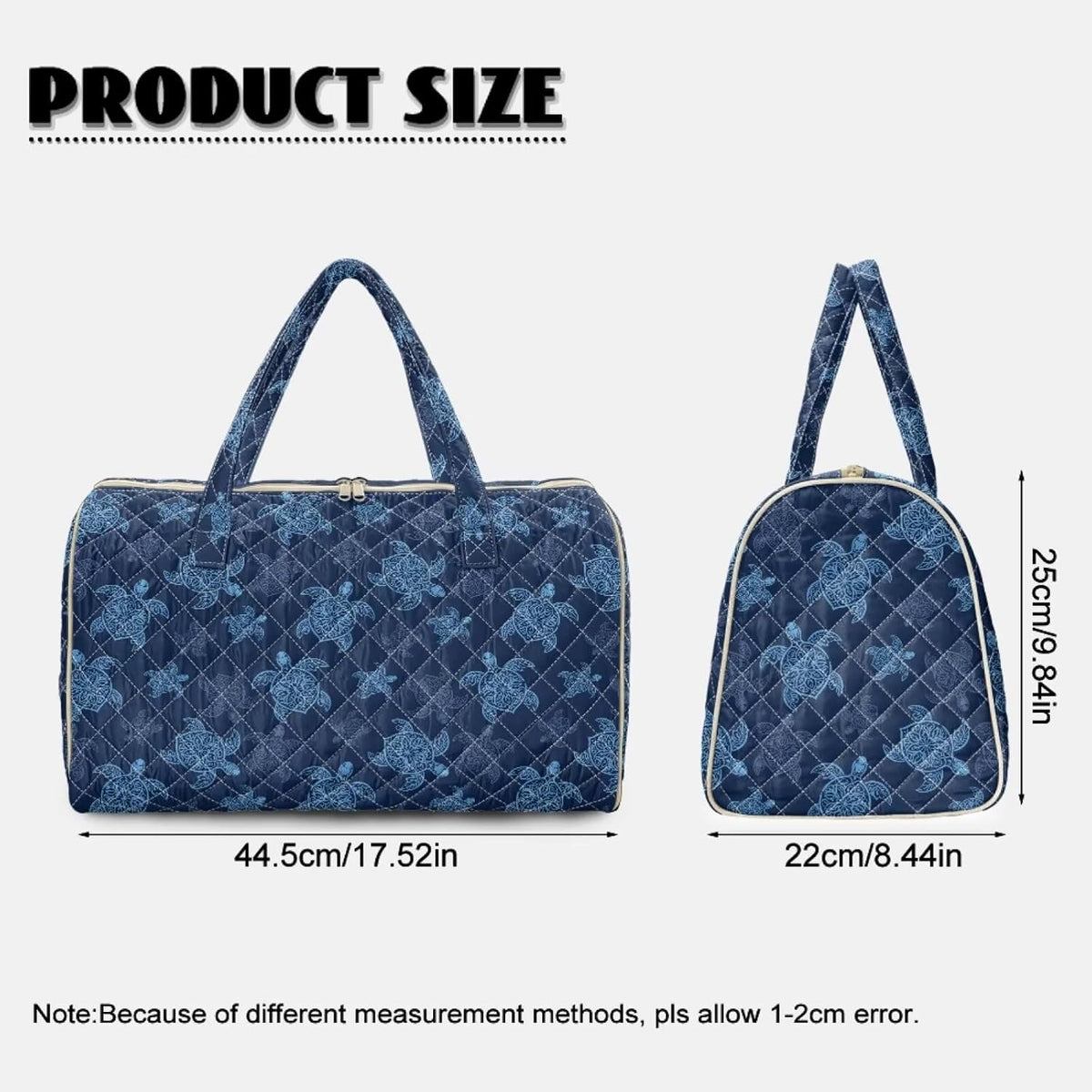Blue Flower Travel Bags for Women, Quilted Duffel Bag Carry On Garment Duffel Bag Large Size Duffle Tote Bags Toiletry Pouch with Zipper Pockets
