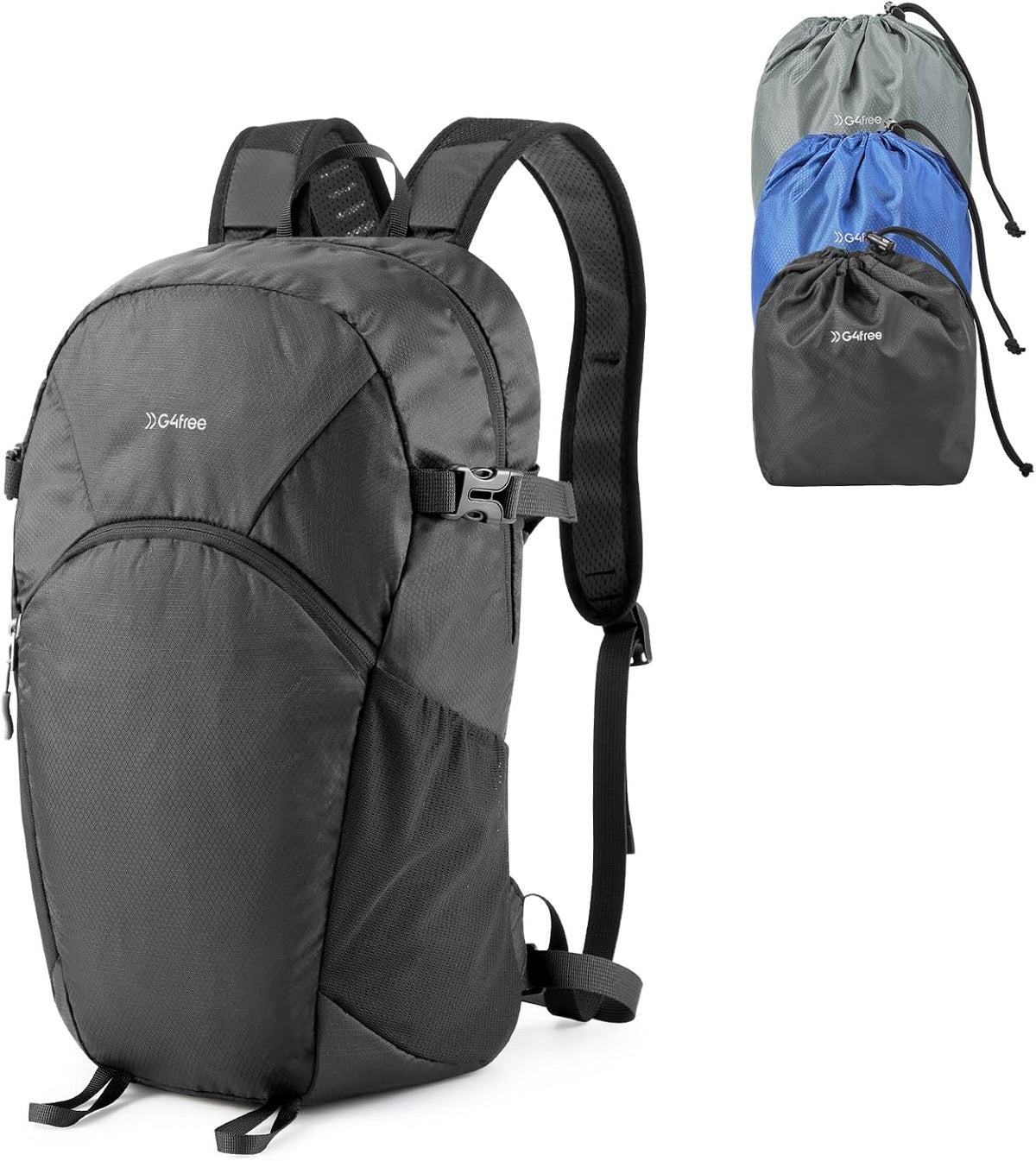 Hiking Backpack with Thickened Back Panel Packable 25L Lightweight Foldable Travel Daypack for Men Women(Grey)