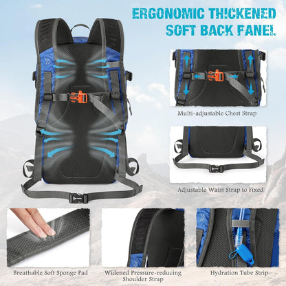 Hiking Backpack with Thickened Back Panel Packable 25L Lightweight Foldable Travel Daypack for Men Women(Grey)