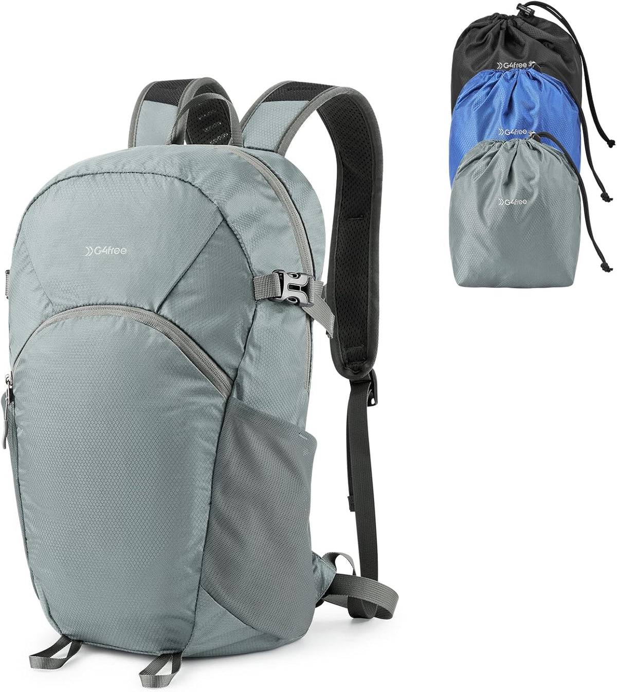 Hiking Backpack with Thickened Back Panel Packable 25L Lightweight Foldable Travel Daypack for Men Women(Grey)