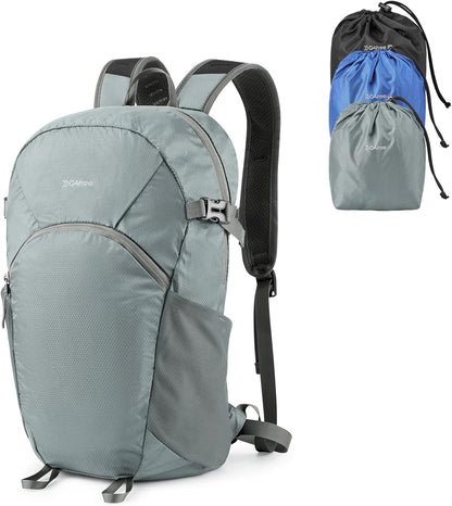 Hiking Backpack with Thickened Back Panel Packable 25L Lightweight Foldable Travel Daypack for Men Women(Grey)