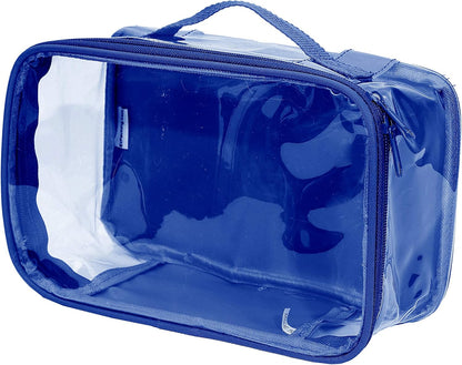 Small Clear Travel Packing Cube/See Through PVC Plastic Pouch for Carry On Suitcase, Backpack or Diaper Bag/Transparent Multipurpose Accessories, Makeup & Underwear Organizer w/Handle (Black)