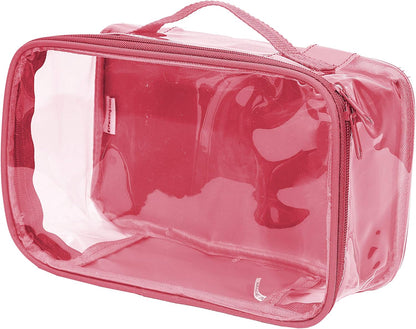 Small Clear Travel Packing Cube/See Through PVC Plastic Pouch for Carry On Suitcase, Backpack or Diaper Bag/Transparent Multipurpose Accessories, Makeup & Underwear Organizer w/Handle (Black)