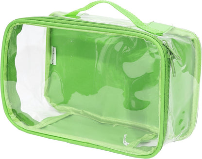 Small Clear Travel Packing Cube/See Through PVC Plastic Pouch for Carry On Suitcase, Backpack or Diaper Bag/Transparent Multipurpose Accessories, Makeup & Underwear Organizer w/Handle (Black)