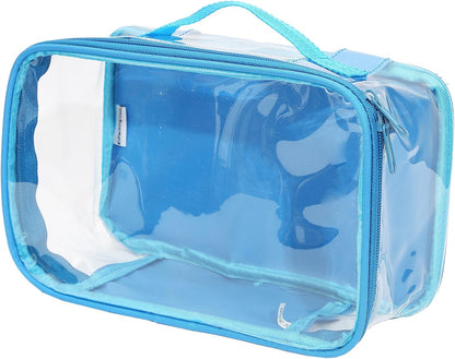 Small Clear Travel Packing Cube/See Through PVC Plastic Pouch for Carry On Suitcase, Backpack or Diaper Bag/Transparent Multipurpose Accessories, Makeup & Underwear Organizer w/Handle (Black)