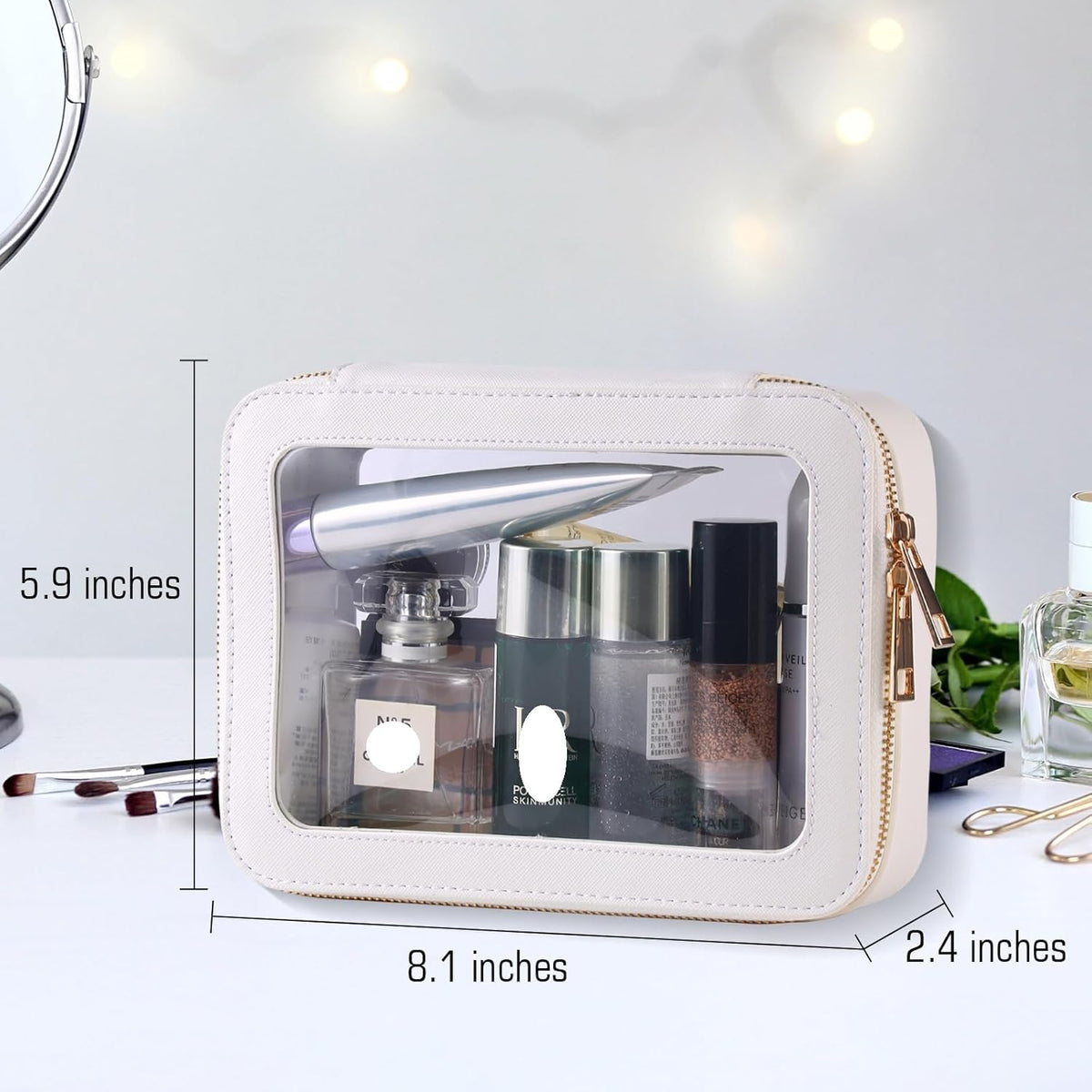 Small Clear Toiletry Bag Cosmetic Bag Makeup Bag Set with Zipper for Purse,Waterproof Travel Toiletry Bag Makeup Bag Organizer Case for Women Car Organizer