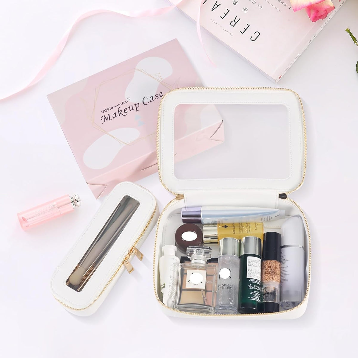 Small Clear Toiletry Bag Cosmetic Bag Makeup Bag Set with Zipper for Purse,Waterproof Travel Toiletry Bag Makeup Bag Organizer Case for Women Car Organizer