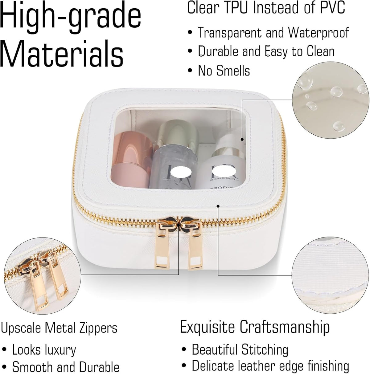 Small Clear Toiletry Bag Cosmetic Bag Makeup Bag Set with Zipper for Purse,Waterproof Travel Toiletry Bag Makeup Bag Organizer Case for Women Car Organizer