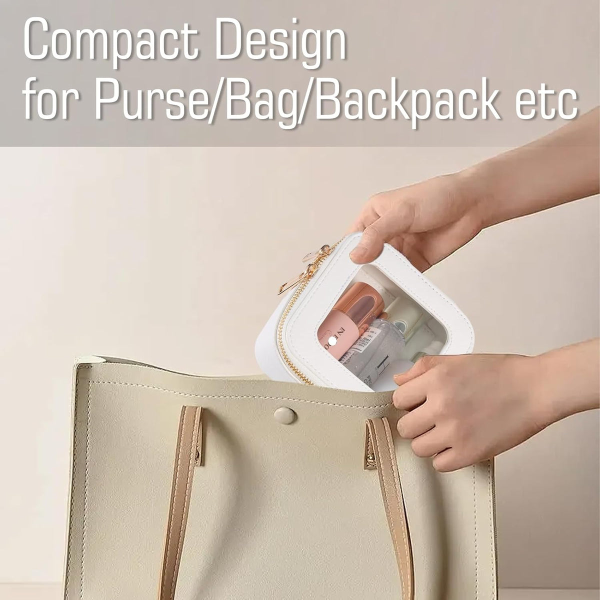 Small Clear Toiletry Bag Cosmetic Bag Makeup Bag Set with Zipper for Purse,Waterproof Travel Toiletry Bag Makeup Bag Organizer Case for Women Car Organizer