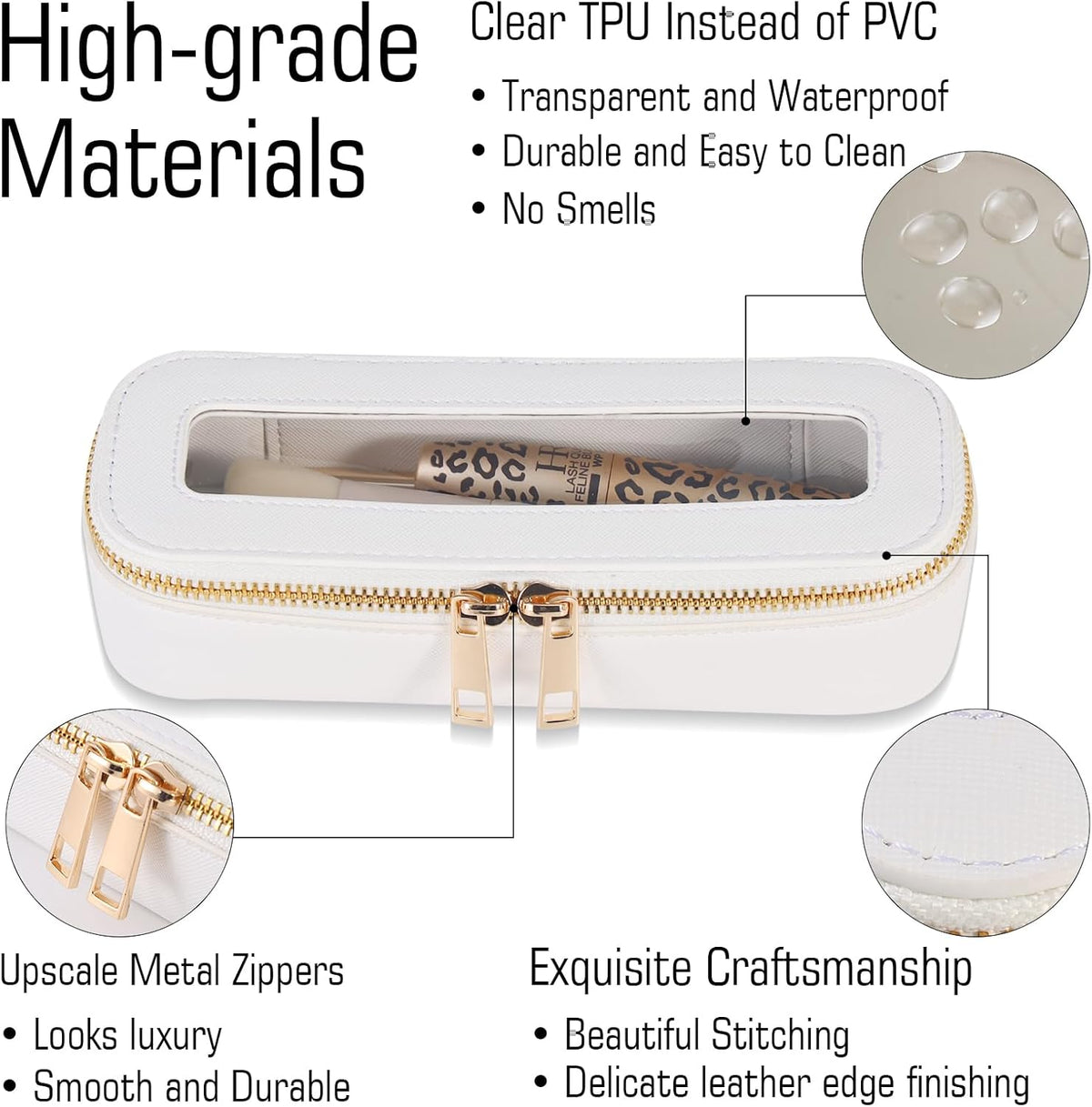 Small Clear Toiletry Bag Cosmetic Bag Makeup Bag Set with Zipper for Purse,Waterproof Travel Toiletry Bag Makeup Bag Organizer Case for Women Car Organizer