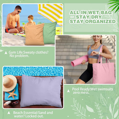 5 Pcs Travel Laundry Bags with Handle 18 x 23 Inch Waterproof Washable Dirty Clothes Bags for Wet Dry Gym Workout Swimming Pool Swimsuit Yoga Laundry College Dorm(Pink,Purple)