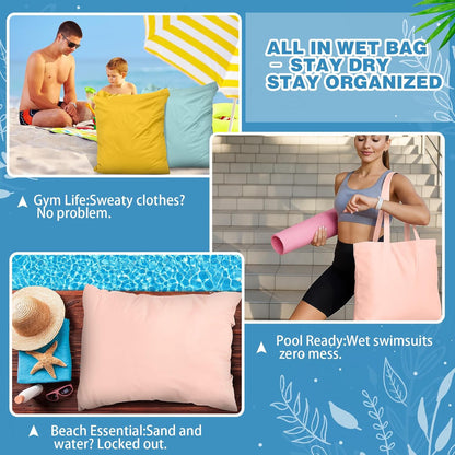 5 Pcs Travel Laundry Bags with Handle 18 x 23 Inch Waterproof Washable Dirty Clothes Bags for Wet Dry Gym Workout Swimming Pool Swimsuit Yoga Laundry College Dorm(Pink,Purple)