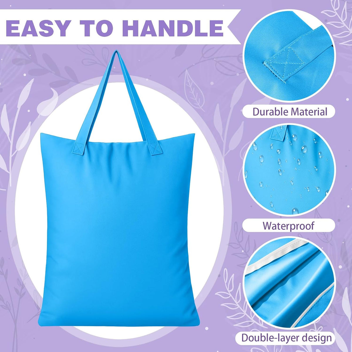 5 Pcs Travel Laundry Bags with Handle 18 x 23 Inch Waterproof Washable Dirty Clothes Bags for Wet Dry Gym Workout Swimming Pool Swimsuit Yoga Laundry College Dorm(Pink,Purple)