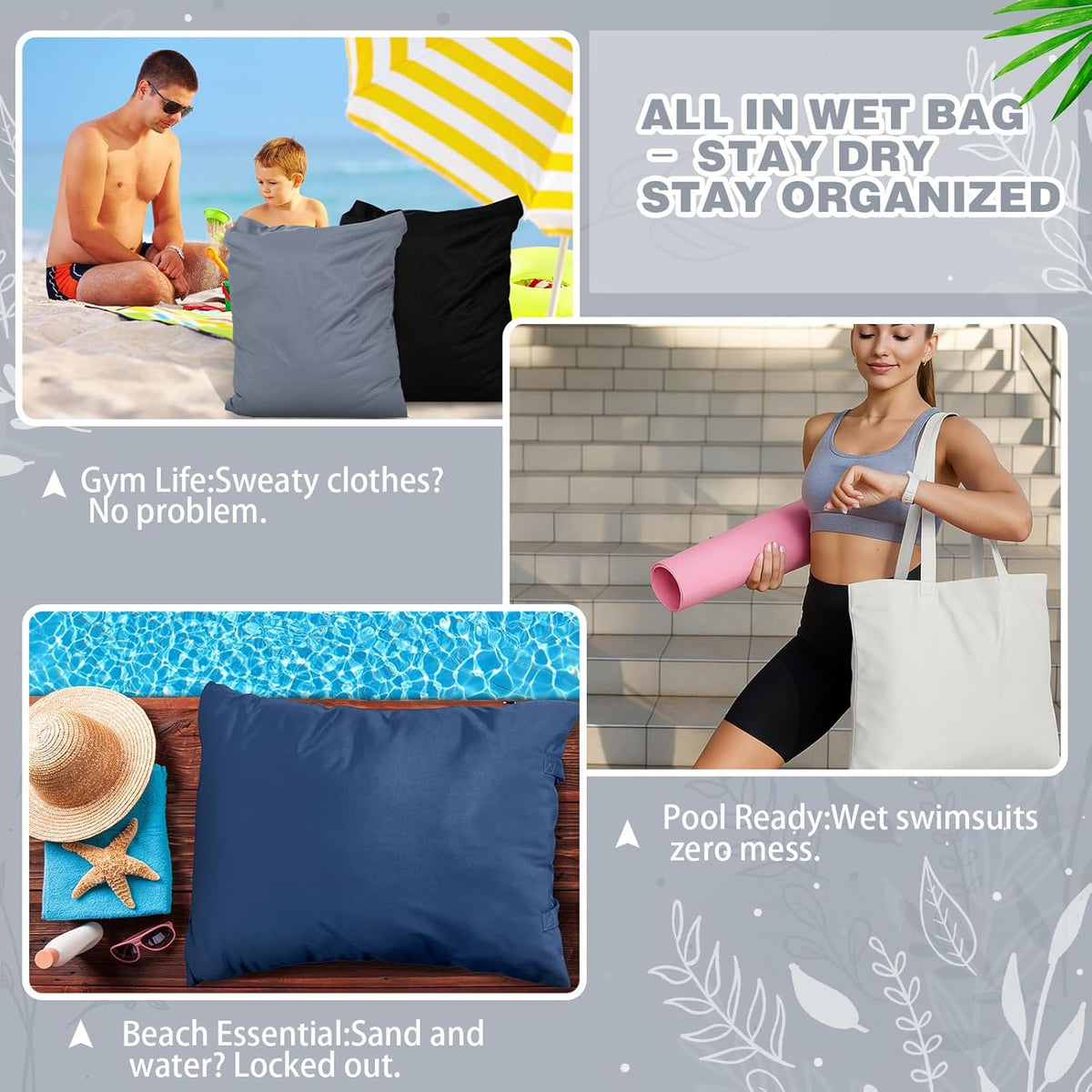 5 Pcs Travel Laundry Bags with Handle 18 x 23 Inch Waterproof Washable Dirty Clothes Bags for Wet Dry Gym Workout Swimming Pool Swimsuit Yoga Laundry College Dorm(Pink,Purple)