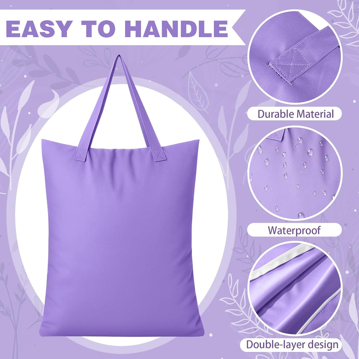 5 Pcs Travel Laundry Bags with Handle 18 x 23 Inch Waterproof Washable Dirty Clothes Bags for Wet Dry Gym Workout Swimming Pool Swimsuit Yoga Laundry College Dorm(Pink,Purple)