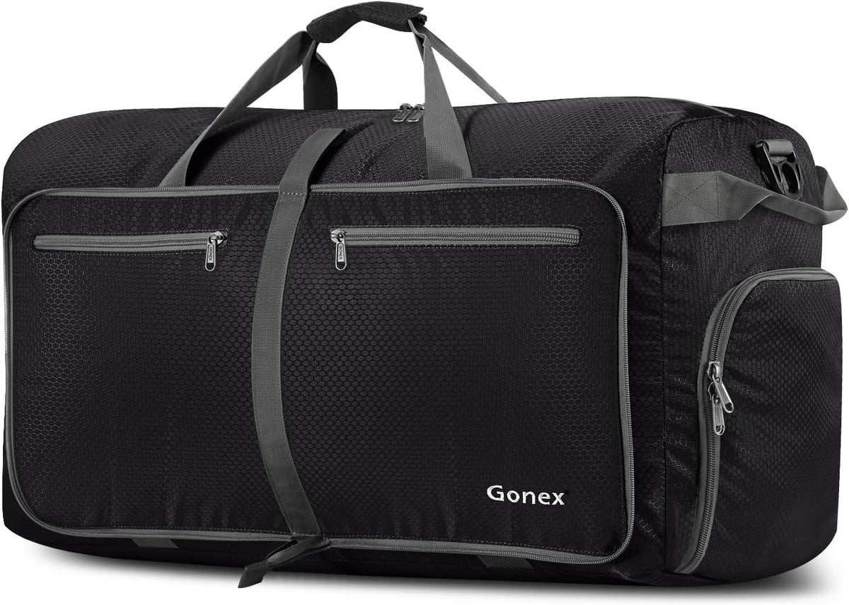 Large Foldable Travel Duffle Bag with Shoes Compartment, Packable Lightweight Water Repellent Duffel Bag for Camping Gym Weekender Bag