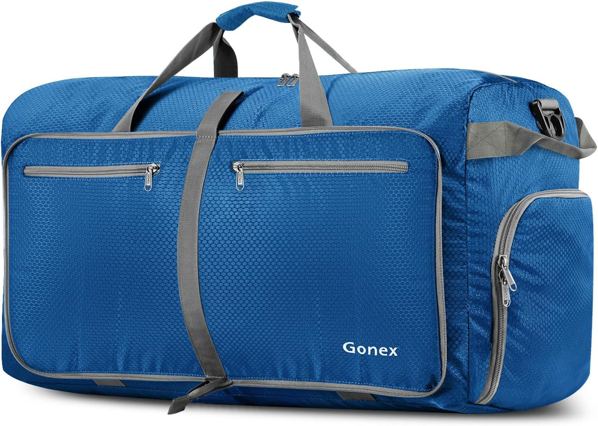 Large Foldable Travel Duffle Bag with Shoes Compartment, Packable Lightweight Water Repellent Duffel Bag for Camping Gym Weekender Bag