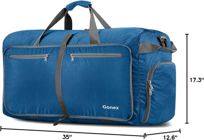 Large Foldable Travel Duffle Bag with Shoes Compartment, Packable Lightweight Water Repellent Duffel Bag for Camping Gym Weekender Bag