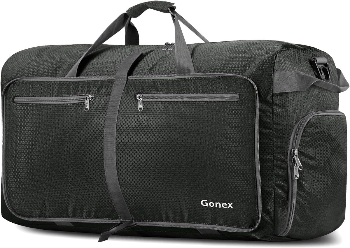 Large Foldable Travel Duffle Bag with Shoes Compartment, Packable Lightweight Water Repellent Duffel Bag for Camping Gym Weekender Bag