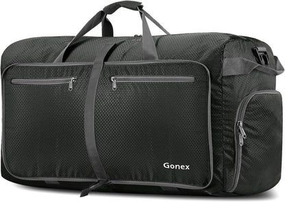 Large Foldable Travel Duffle Bag with Shoes Compartment, Packable Lightweight Water Repellent Duffel Bag for Camping Gym Weekender Bag