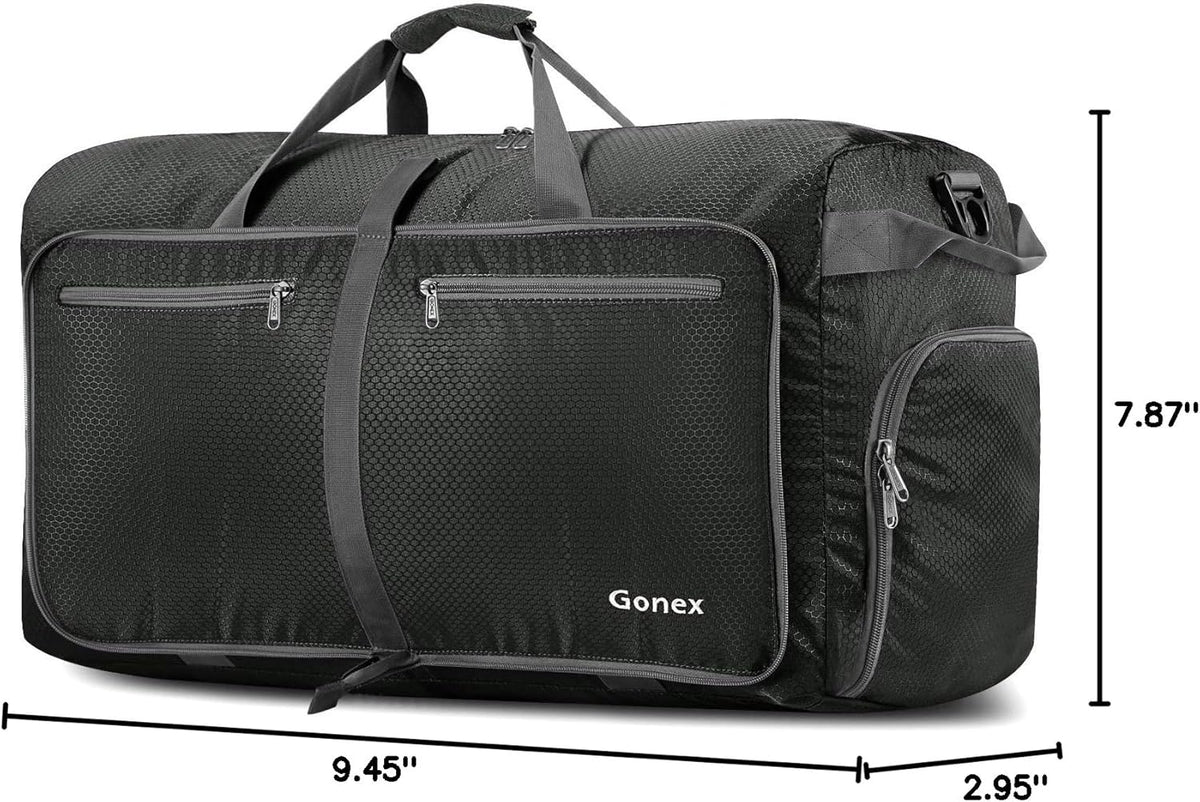 Large Foldable Travel Duffle Bag with Shoes Compartment, Packable Lightweight Water Repellent Duffel Bag for Camping Gym Weekender Bag