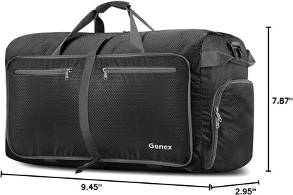 Large Foldable Travel Duffle Bag with Shoes Compartment, Packable Lightweight Water Repellent Duffel Bag for Camping Gym Weekender Bag