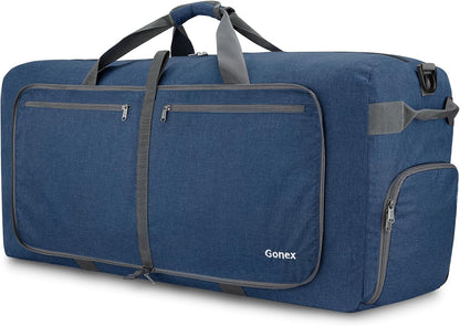Large Foldable Travel Duffle Bag with Shoes Compartment, Packable Lightweight Water Repellent Duffel Bag for Camping Gym Weekender Bag