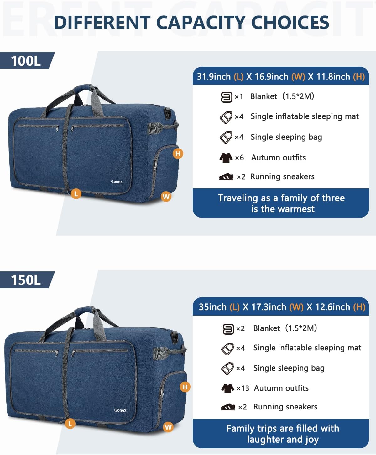 Large Foldable Travel Duffle Bag with Shoes Compartment, Packable Lightweight Water Repellent Duffel Bag for Camping Gym Weekender Bag