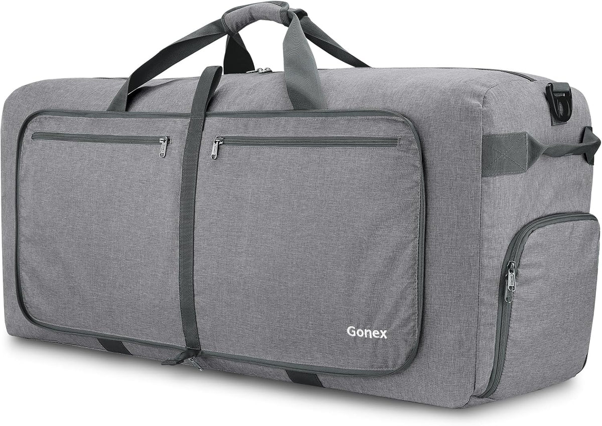 Large Foldable Travel Duffle Bag with Shoes Compartment, Packable Lightweight Water Repellent Duffel Bag for Camping Gym Weekender Bag