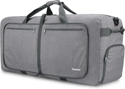 Large Foldable Travel Duffle Bag with Shoes Compartment, Packable Lightweight Water Repellent Duffel Bag for Camping Gym Weekender Bag