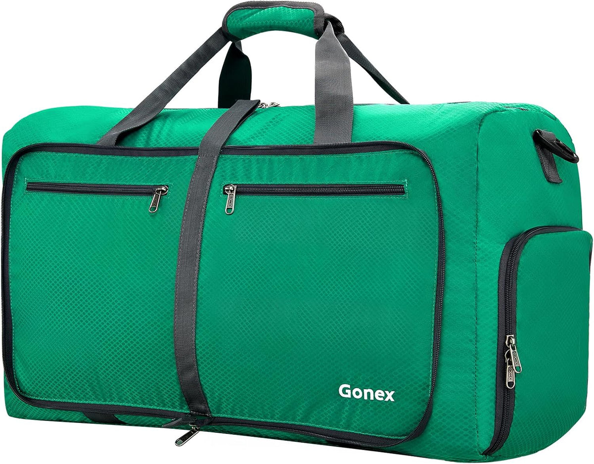 Large Foldable Travel Duffle Bag with Shoes Compartment, Packable Lightweight Water Repellent Duffel Bag for Camping Gym Weekender Bag
