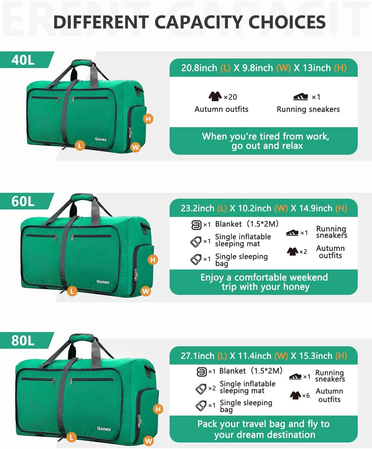 Large Foldable Travel Duffle Bag with Shoes Compartment, Packable Lightweight Water Repellent Duffel Bag for Camping Gym Weekender Bag