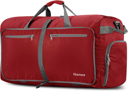 Large Foldable Travel Duffle Bag with Shoes Compartment, Packable Lightweight Water Repellent Duffel Bag for Camping Gym Weekender Bag