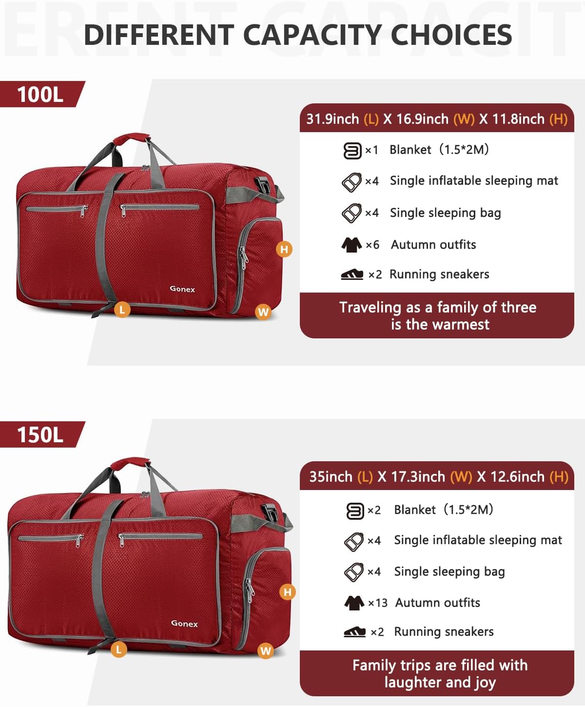 Large Foldable Travel Duffle Bag with Shoes Compartment, Packable Lightweight Water Repellent Duffel Bag for Camping Gym Weekender Bag