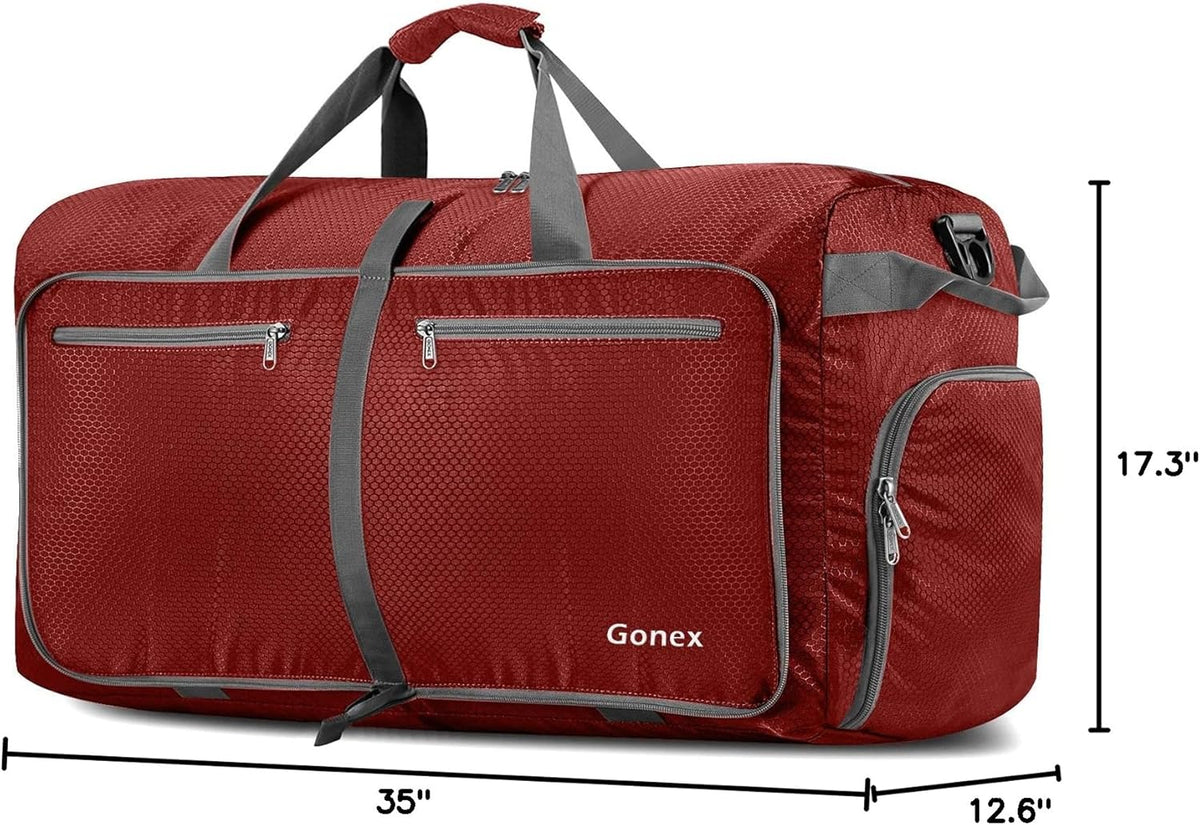Large Foldable Travel Duffle Bag with Shoes Compartment, Packable Lightweight Water Repellent Duffel Bag for Camping Gym Weekender Bag