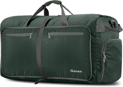 Large Foldable Travel Duffle Bag with Shoes Compartment, Packable Lightweight Water Repellent Duffel Bag for Camping Gym Weekender Bag