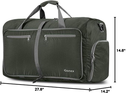 Large Foldable Travel Duffle Bag with Shoes Compartment, Packable Lightweight Water Repellent Duffel Bag for Camping Gym Weekender Bag