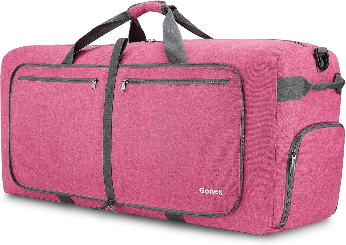 Large Foldable Travel Duffle Bag with Shoes Compartment, Packable Lightweight Water Repellent Duffel Bag for Camping Gym Weekender Bag
