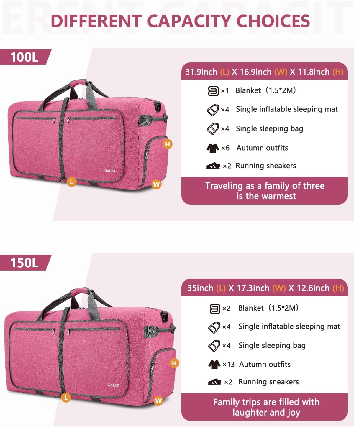 Large Foldable Travel Duffle Bag with Shoes Compartment, Packable Lightweight Water Repellent Duffel Bag for Camping Gym Weekender Bag