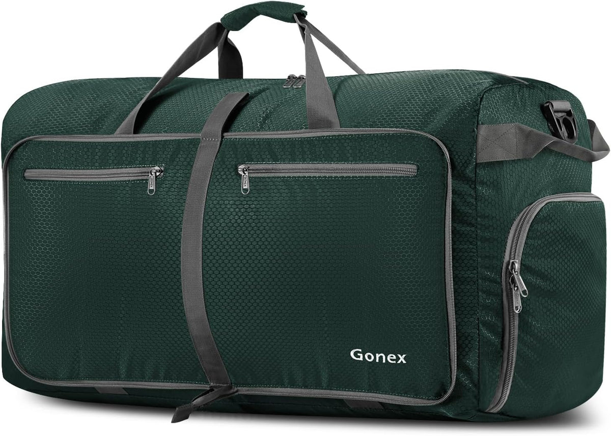 Large Foldable Travel Duffle Bag with Shoes Compartment, Packable Lightweight Water Repellent Duffel Bag for Camping Gym Weekender Bag