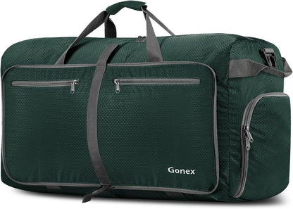 Large Foldable Travel Duffle Bag with Shoes Compartment, Packable Lightweight Water Repellent Duffel Bag for Camping Gym Weekender Bag